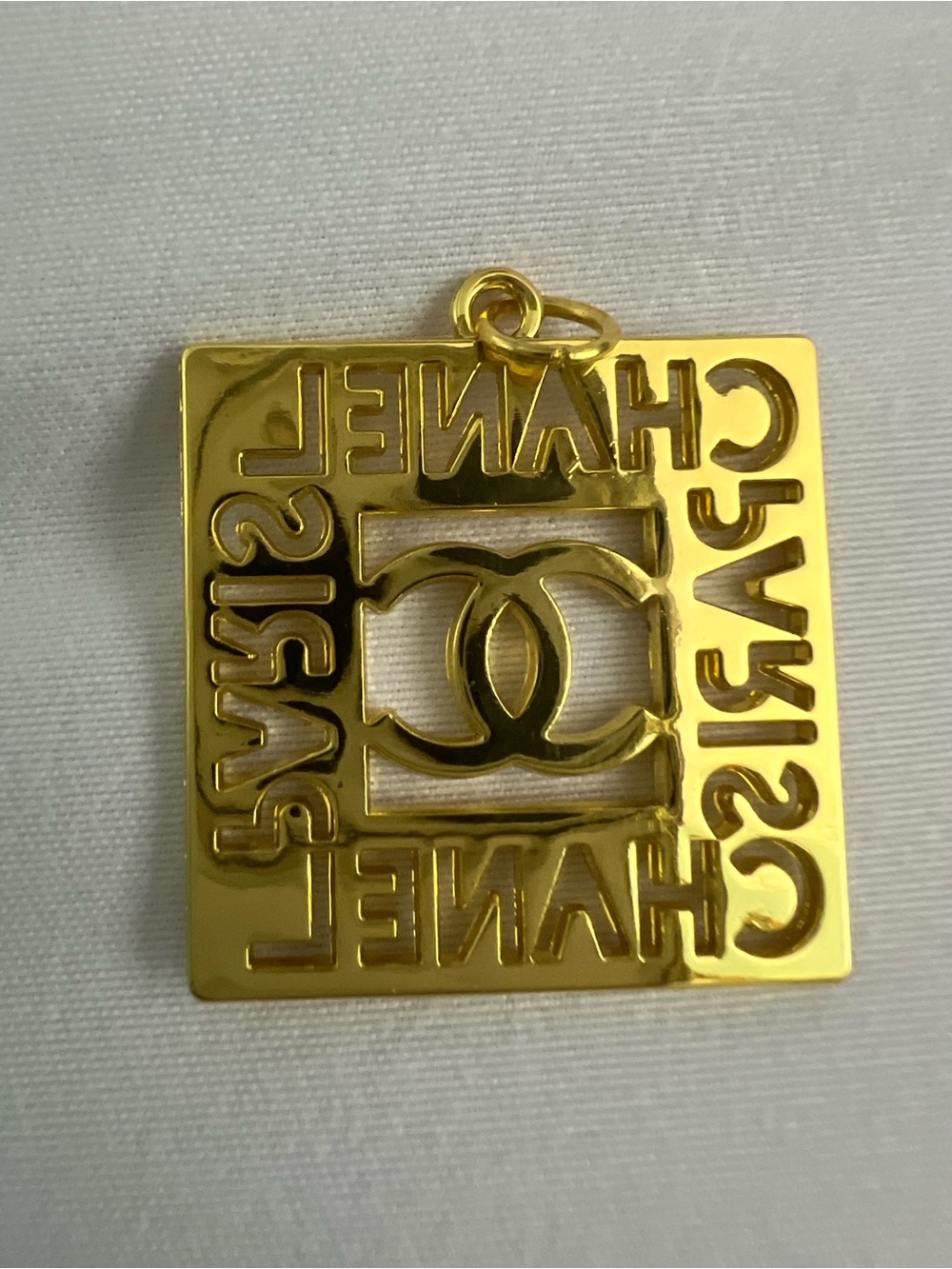 28mm Bag charm/pendant bright gold metal with bail /Pretty